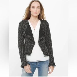 White House Black Market Tweed Fringe Sweater Sz M